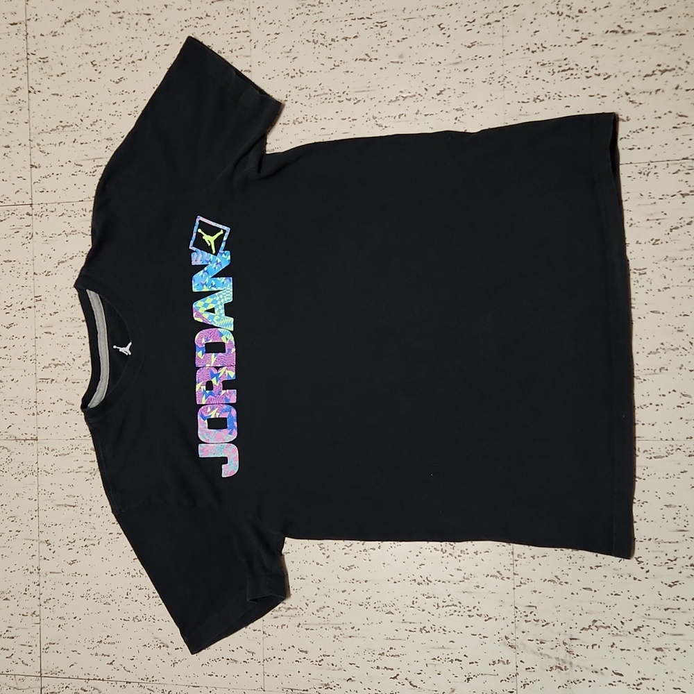 Jordan Bold Retro Style Spell Out Logo Black Crewneck T-Shirt